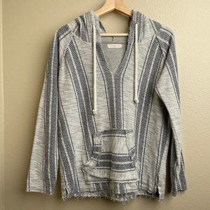 Ocean Drive Striped Hoodie Poncho Gray Size S